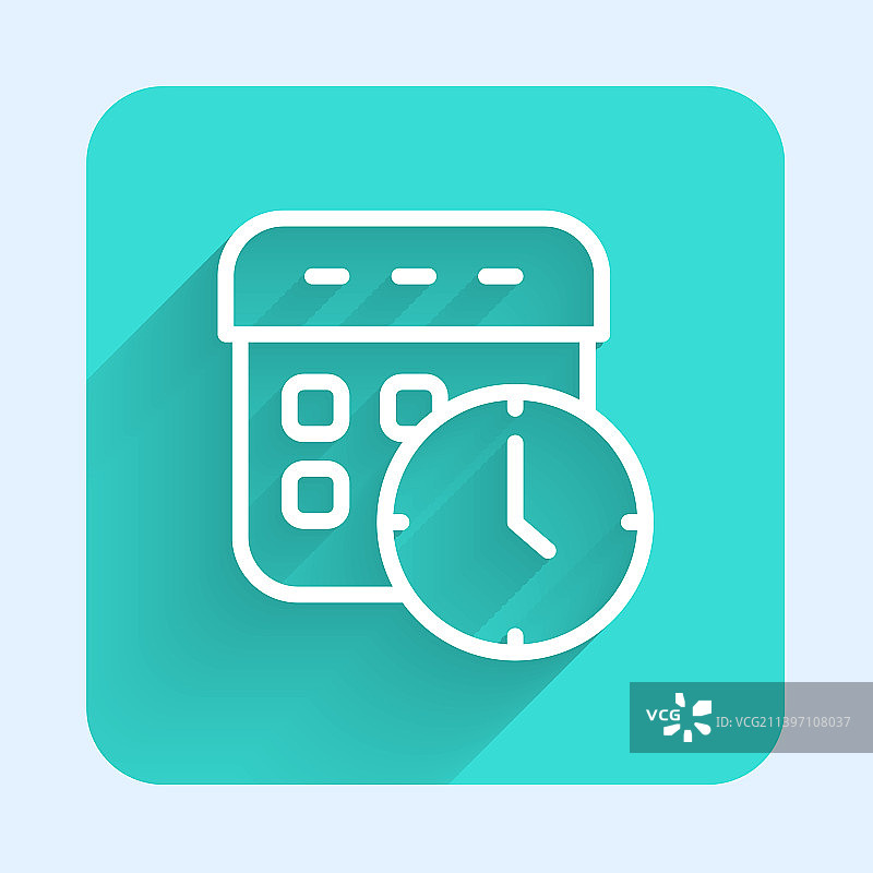 白色线条日历和时钟图标图片素材