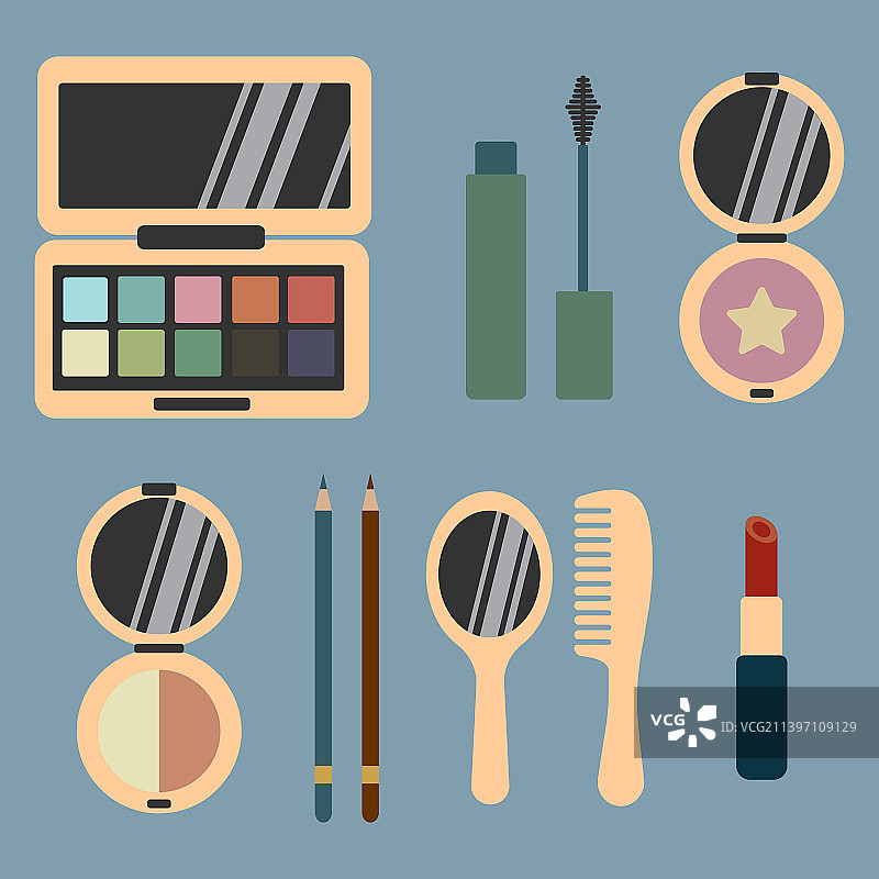 迷你扁平化妆品套装图片素材