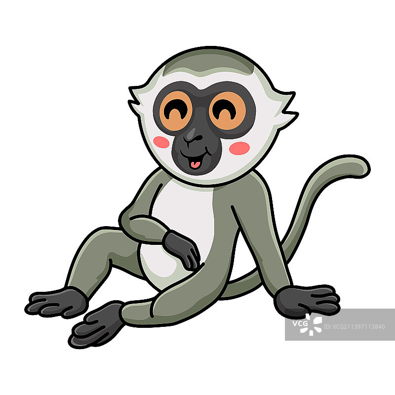 卡通小非洲绿猴坐姿图片素材