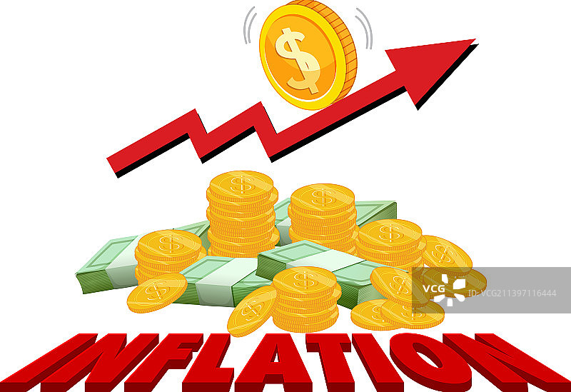 红色箭头向上表示通货膨胀图片素材