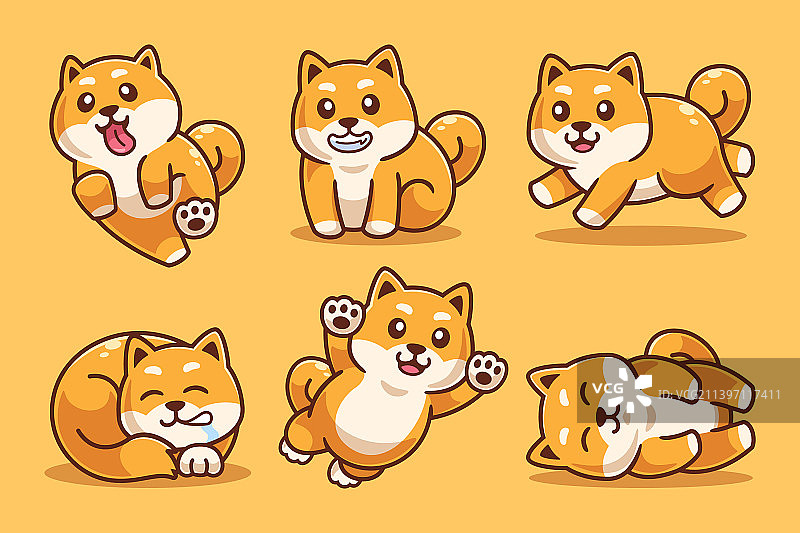 可爱柴犬卡通角色素材图片素材