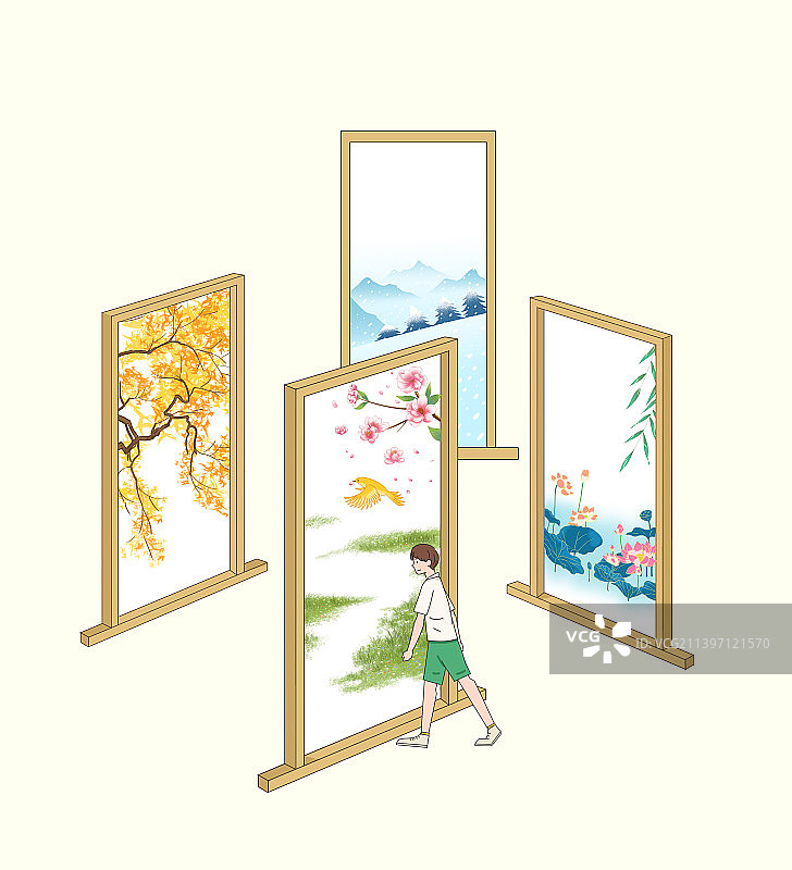 二十四节气节日一年四季春夏秋冬创意插画图片素材