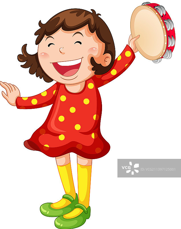 带乐器的可爱卡通女孩图片素材
