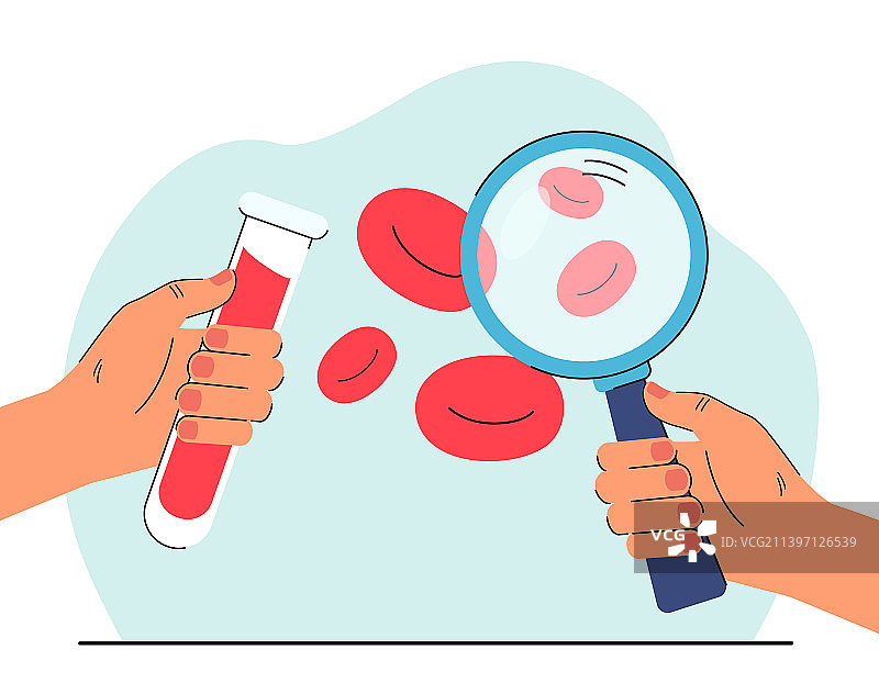 手持放大镜和试管图片素材