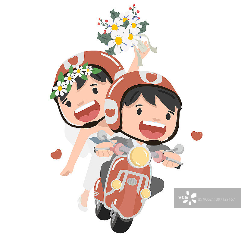幸福情侣骑复古摩托车婚礼图片素材