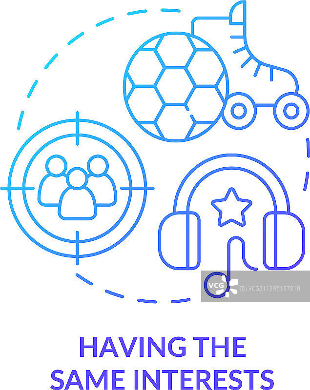 具有相同兴趣的蓝色渐变概念图标图片素材