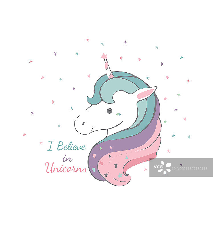 可爱的彩色梦幻独角兽角色图片素材
