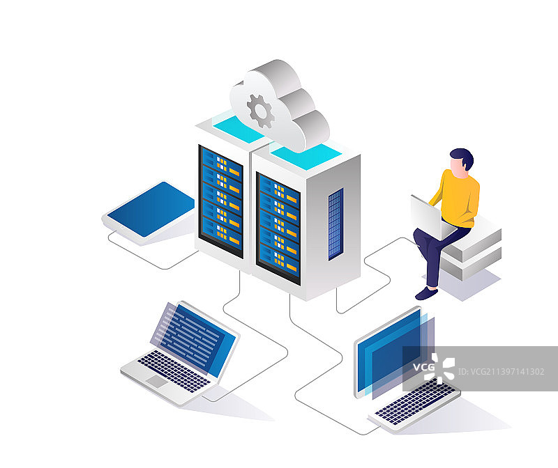 男人操作云服务器图片素材