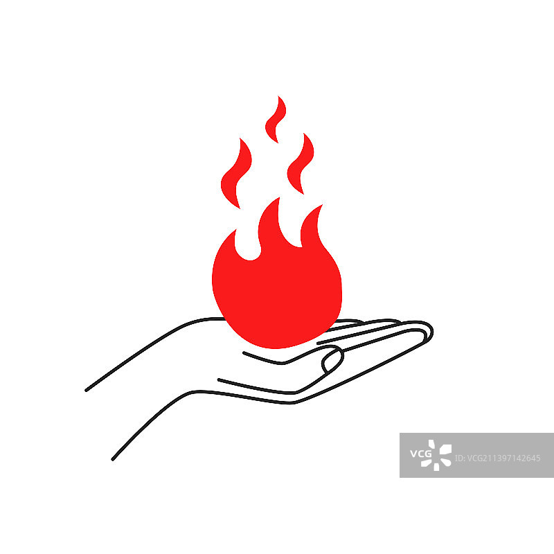 黑色细线手持红色火焰图片素材