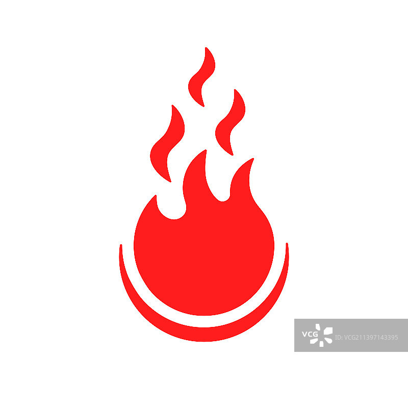 抽象红色火焰或火焰图标，白色背景图片素材