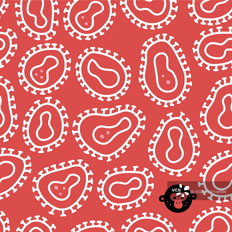 猴痘病毒细胞线性无缝图案图片素材