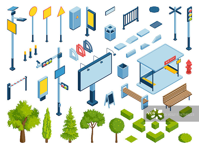 2.5D城市彩色图标合集图片素材