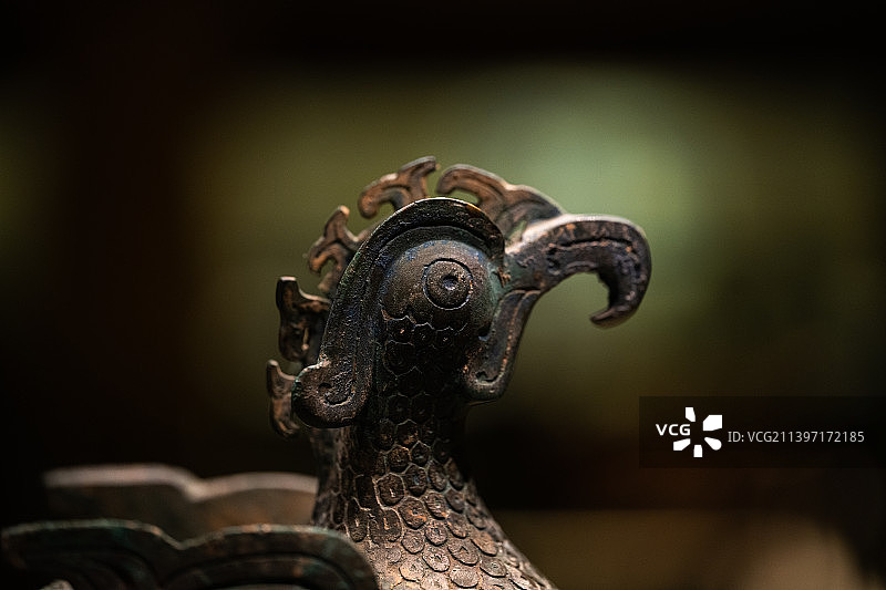 陕西宝鸡青铜博物馆的青铜器局部特写图片素材