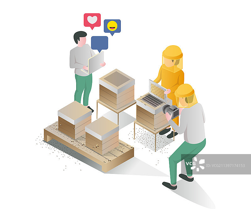 拍摄蜂蜜采集过程图片素材