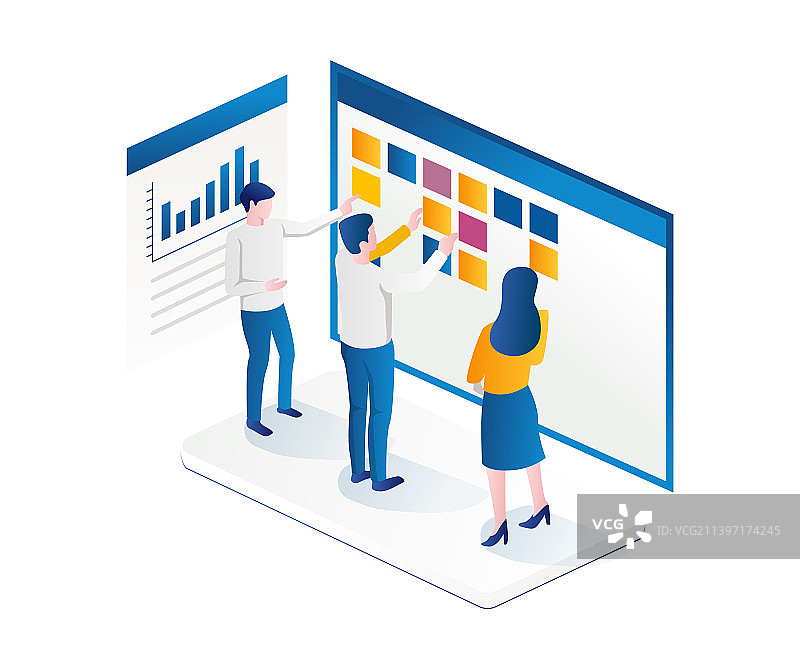 团队使用Scrum看板制定日程图片素材