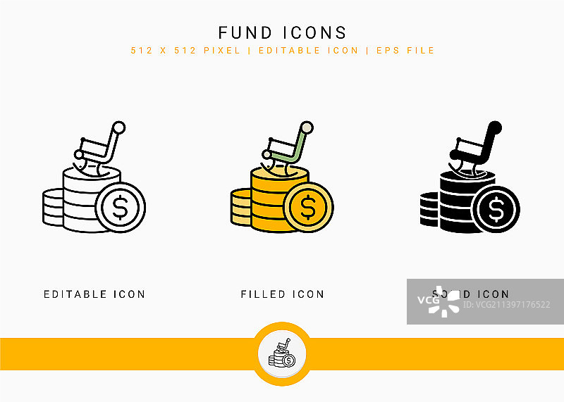 基金图标集（线条风格，养老基金）图片素材