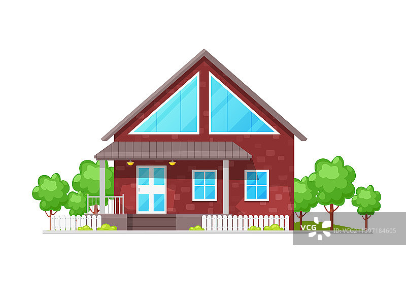 带石墙的现代住宅外观图片素材