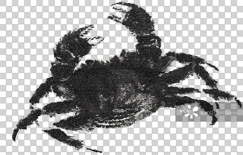 手绘国画水墨螃蟹图片素材
