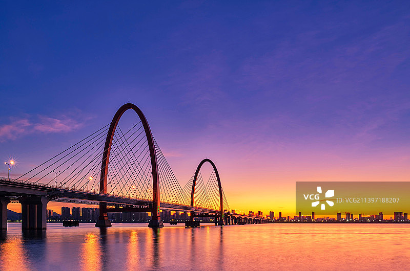 之江大桥日出图片素材