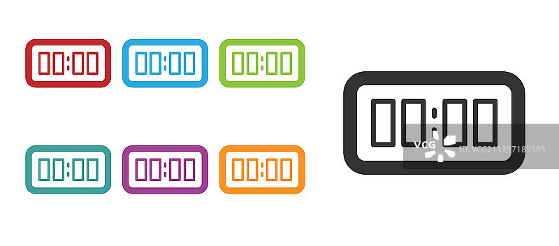 白色背景上的黑色数字闹钟图标图片素材