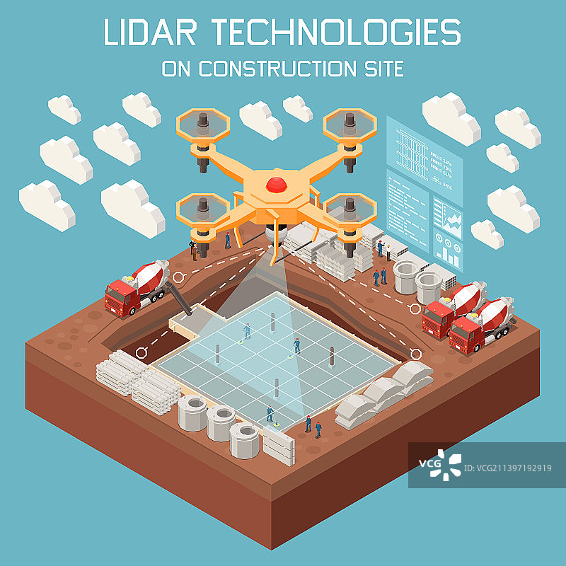 激光雷达技术2.5D背景图片素材