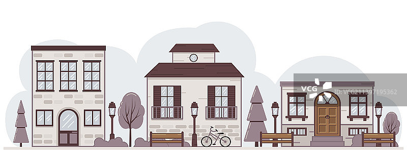 城市街道房屋绘画图片素材