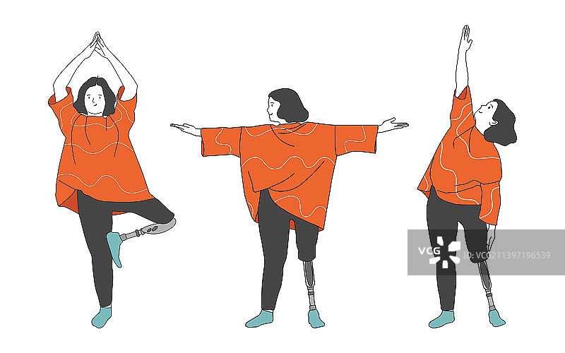 残疾女孩做瑜伽练习图片素材