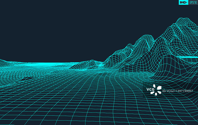 3D线框地形广角图片素材