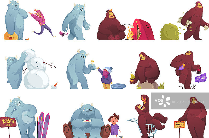 卡通大脚怪套装图片素材