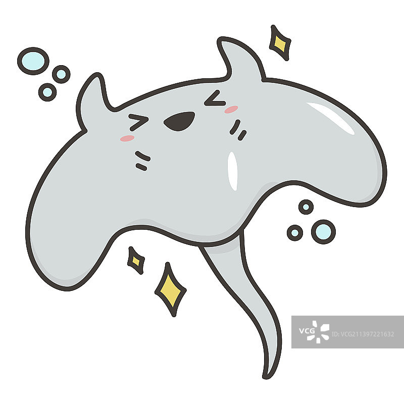 快乐的黄貂鱼扁平高质量图片素材