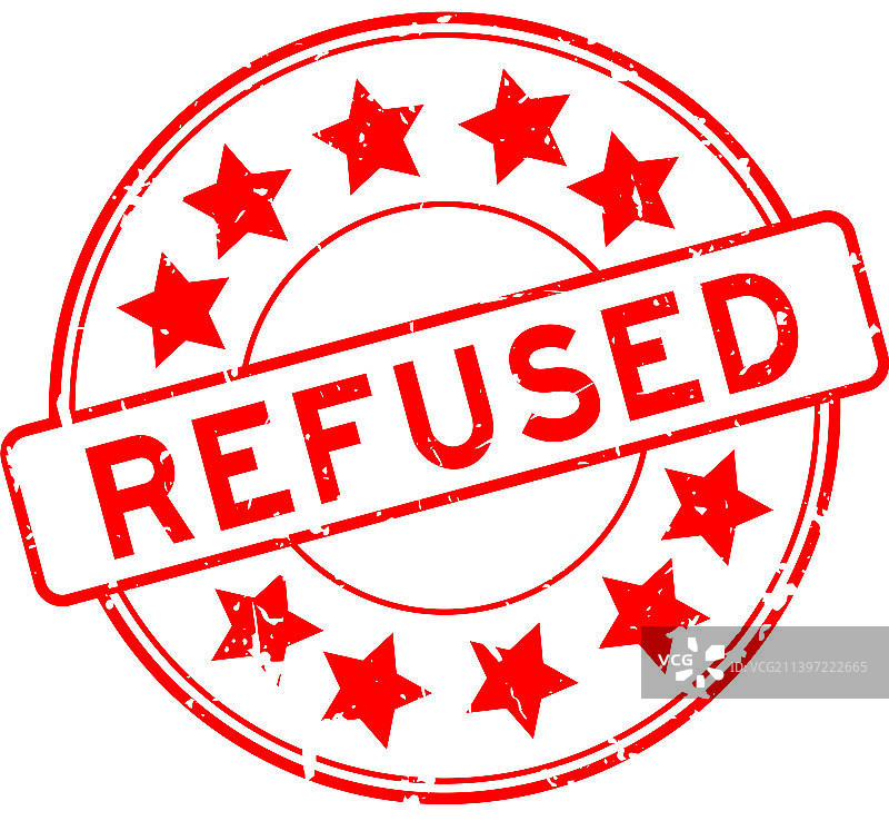 红色复古风格的“拒绝”字样圆形印章图片素材