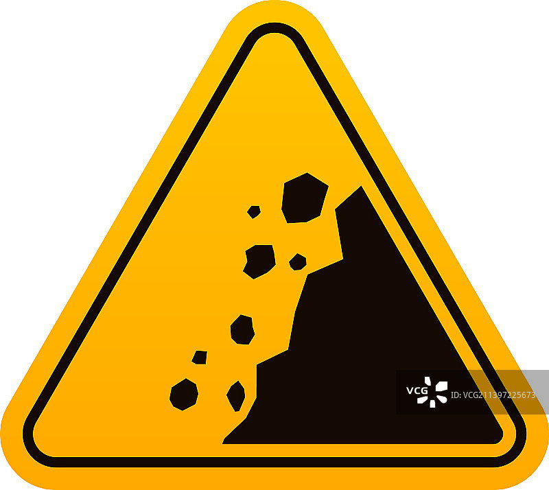 落石危险警示标志图片素材