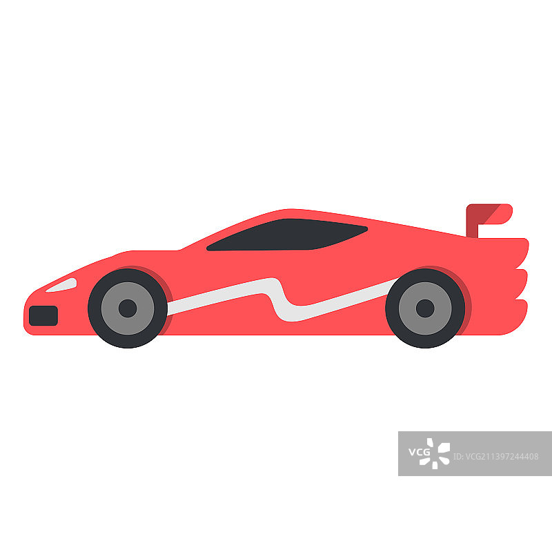 高质量扁平风格红色赛车模型图片素材