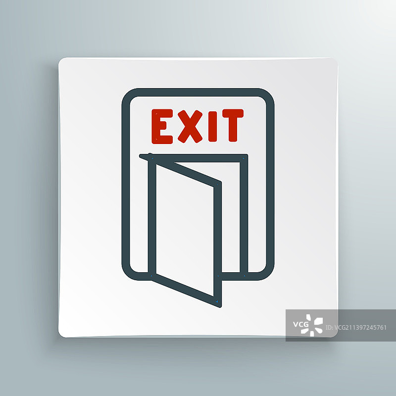 消防出口线条图标，在白色背景上，已隔离图片素材