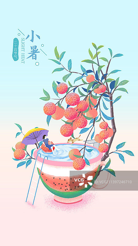 女孩度假，荔枝，小暑图片素材
