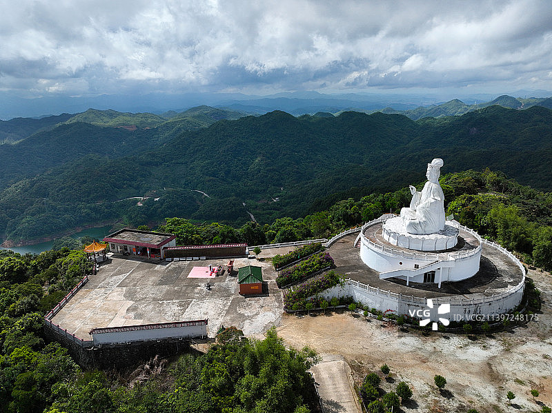广东省汕尾市陆河县南万镇南告水库神象山公园航拍图片素材