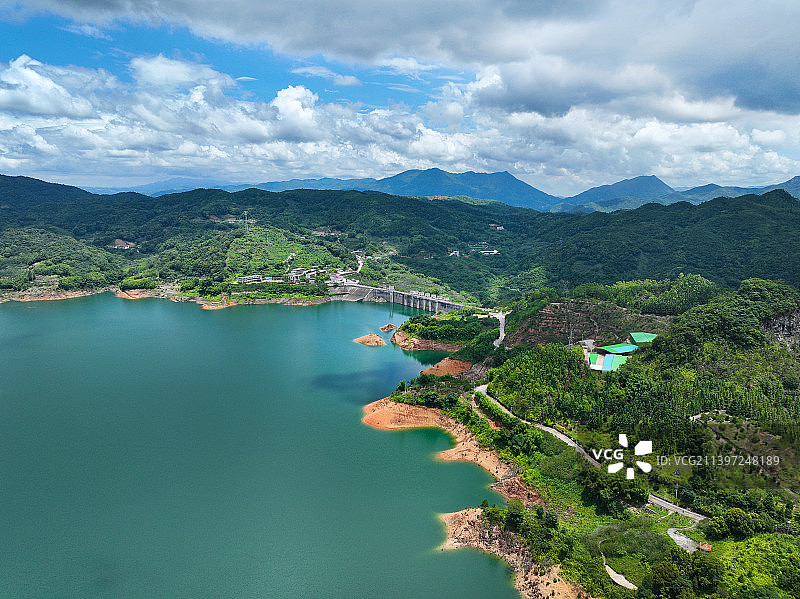 广东省汕尾市陆河县南万镇南告水库神象山公园航拍图片素材