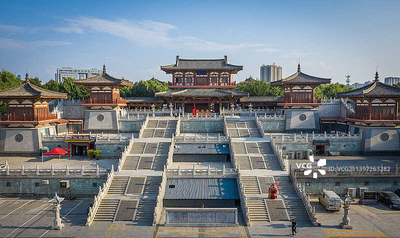 陕西西安青龙寺航拍图片素材