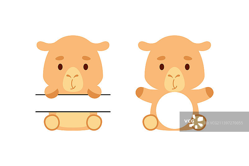 可爱的小骆驼分割字母组合搞笑卡通图片素材