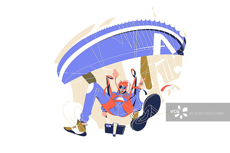 跳伞者在云层中飞行（带相机）图片素材