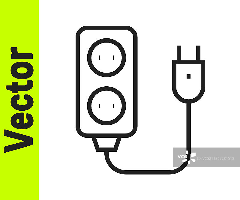 黑色线条电源延长线图标图片素材
