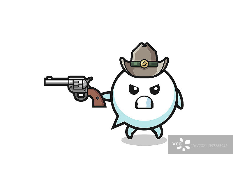 用枪射击的牛仔对话气泡图片素材