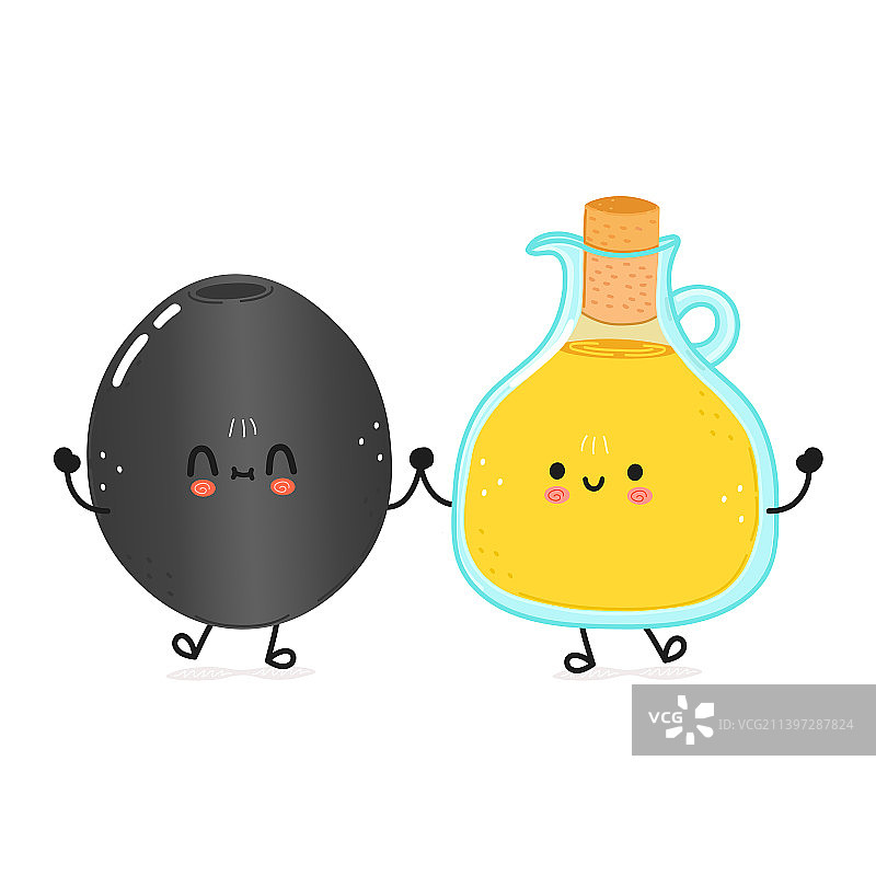 手绘快乐的橄榄和橄榄油卡片图片素材