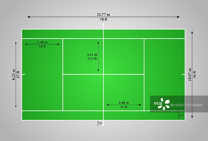 带尺寸的网球场图图片素材