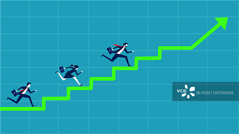 成功的梯子道路，商人向上攀登图片素材