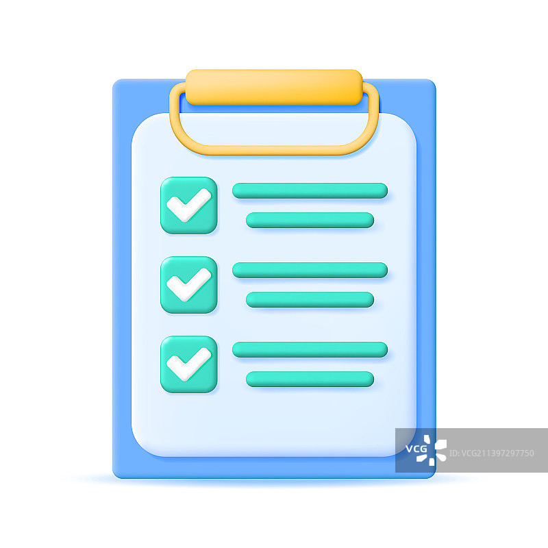 3D纸质带清单符号的剪贴板图片素材