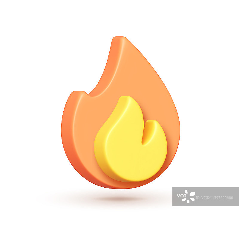 白色背景上的3D火焰图片素材