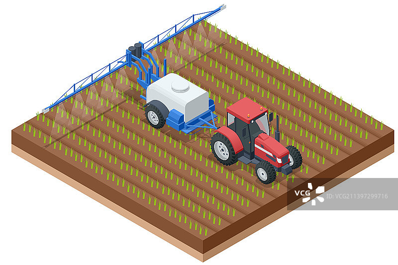 2.5D拖拉机在田野喷洒农药图片素材