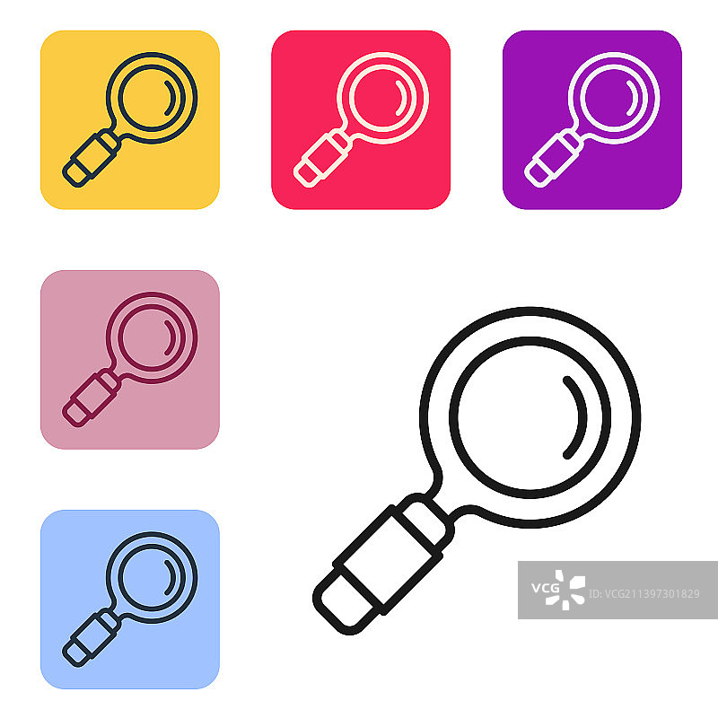 白色背景上的黑色线条放大镜图标图片素材