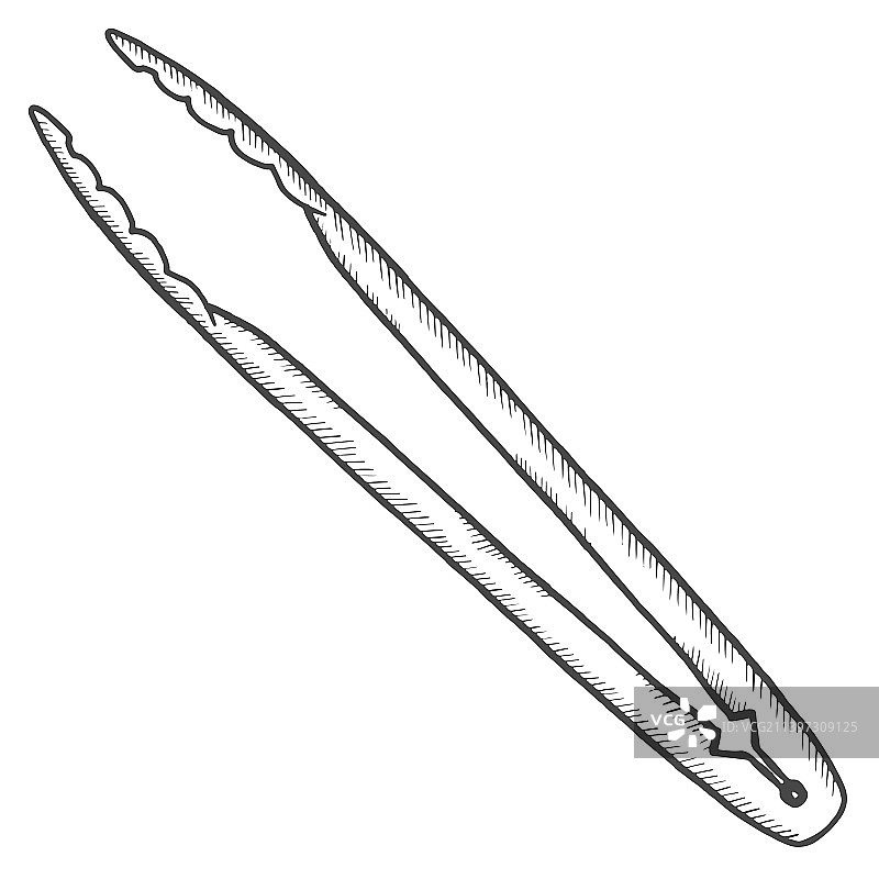 手绘厨房用具食物夹子图片素材